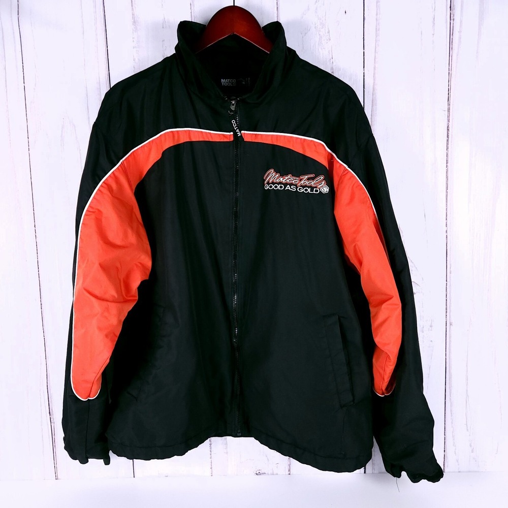 Matco Tools Good As Gold Softshell Zip Up Jacket Mens XL Black Orange Fleece
